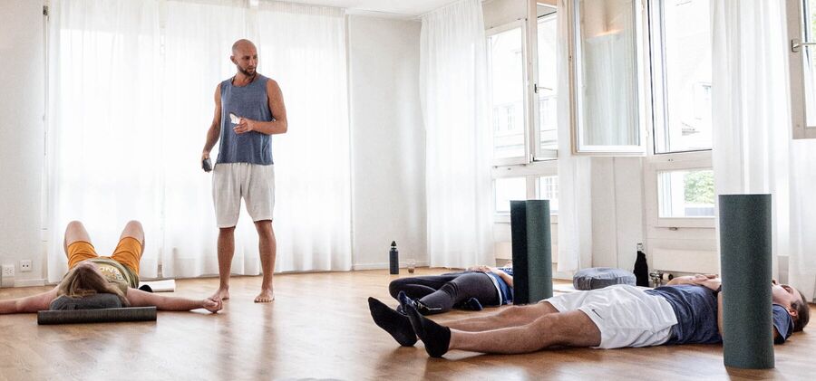 Nico guiding a breathwork integration