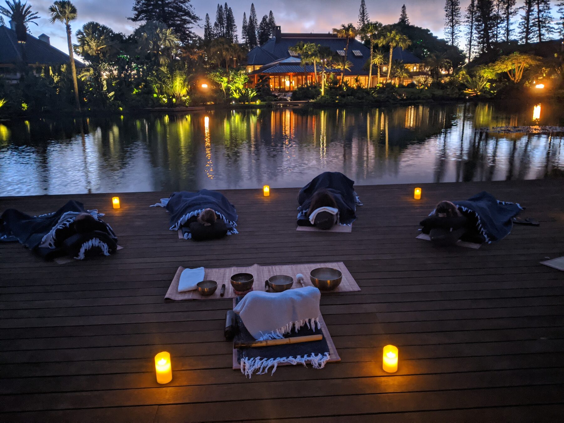 Candlelit evening meditation session